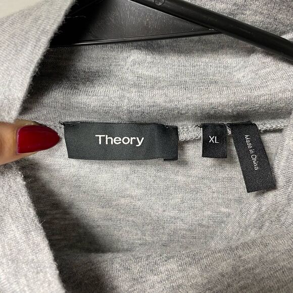 THEORY Men’s Air Cashmere Funnel Neck Long Sleeve Tee Gray Melange Sz XL - Picture 3 of 11